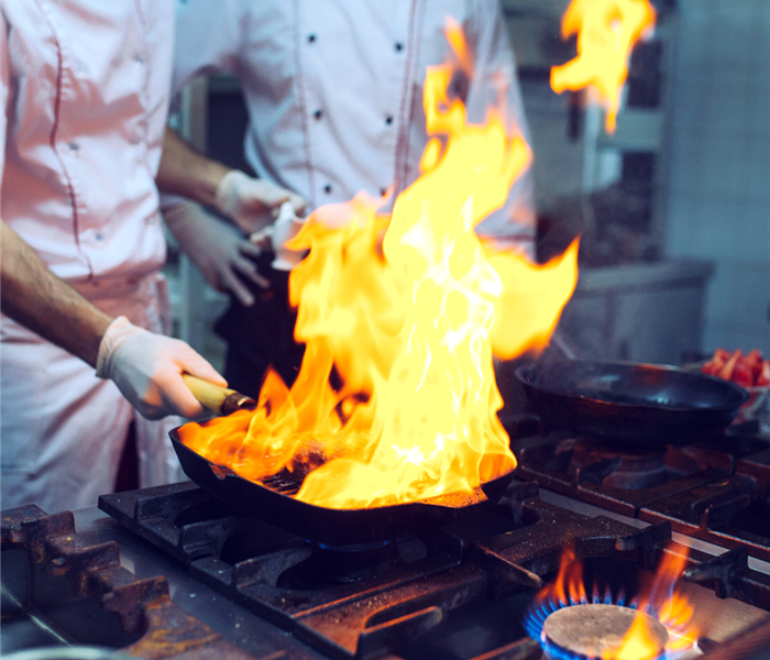 frying pan on fire
